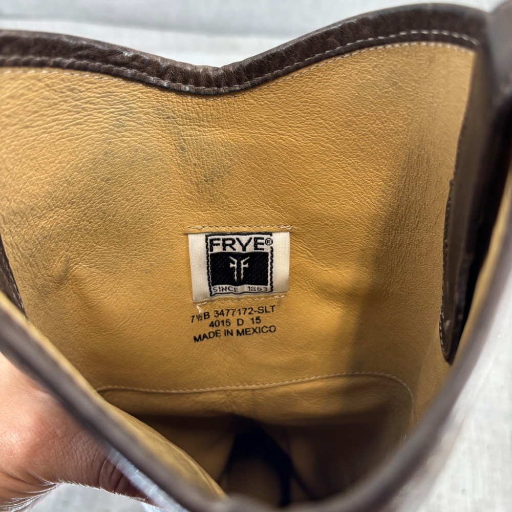 Frye Melissa Button Riding Boots Grey Taupe Leather Tall Pull On Women's 7.5 - Picture 7 of 10